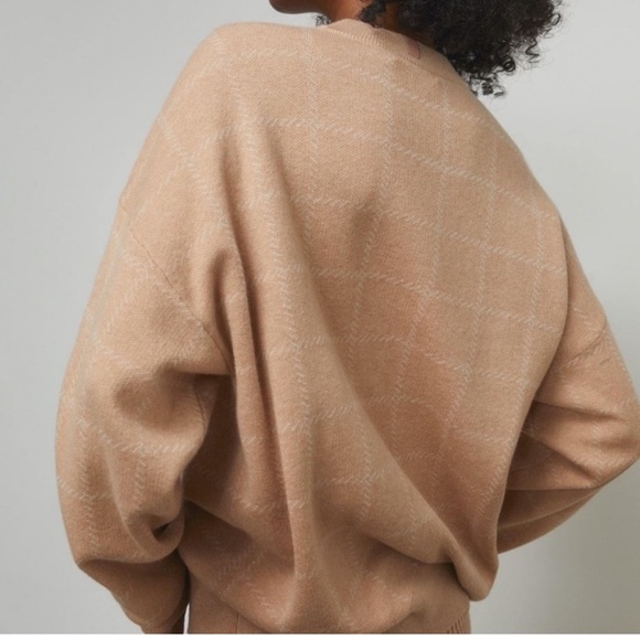 Lunya Cozy Cotton Silk Blend Windowpane Beige Sweater {XS} - Picture 6 of 9